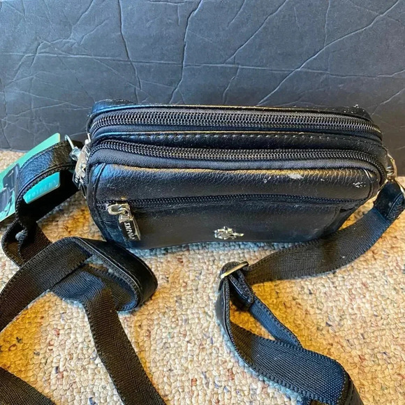 VTG Y2K XMPolo Black Faux Leather Crossbody Mini Purse Wallet Adjustable Strap - Picture 8 of 10